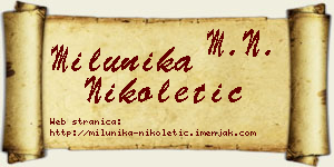 Milunika Nikoletić vizit kartica